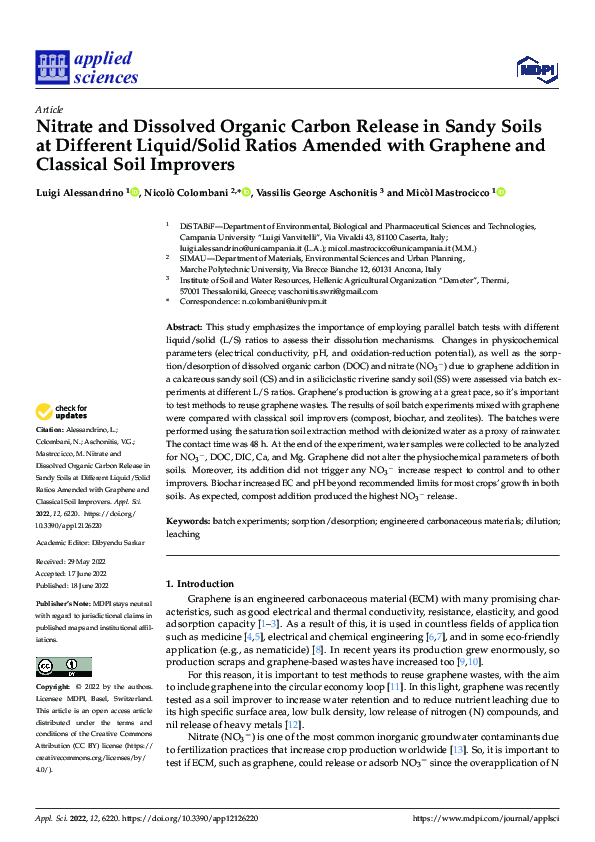 (PDF) Nitrate and Dissolved Organic Carbon Release in Sandy Soils at ...