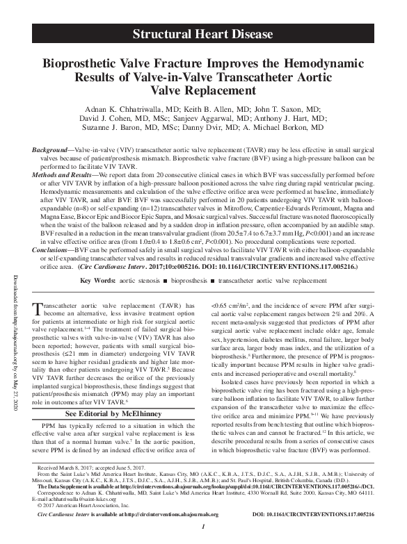 (PDF) Bioprosthetic Valve Fracture Improves the Hemodynamic Results of ...