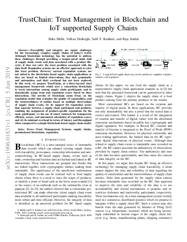 (PDF) TrustChain: Trust Management in Blockchain and IoT Supported ...