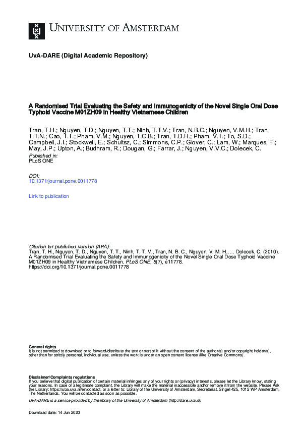 (PDF) A Randomised Trial Evaluating the Safety and Immunogenicity of ...
