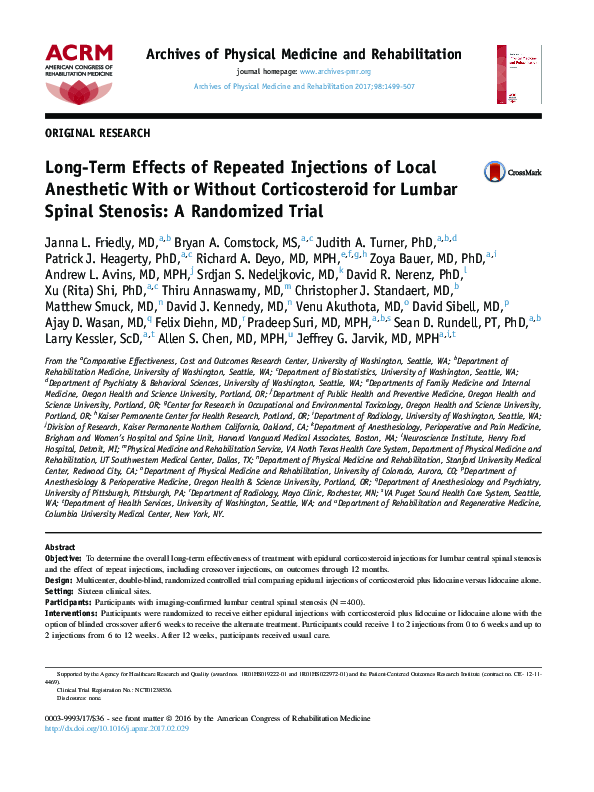 (PDF) Long term effects of repeated injections of local anesthetic with ...
