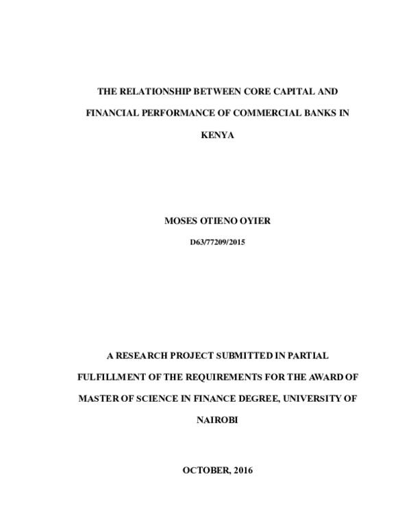 (PDF) The Relationship Between Core Capital And Financial Performance