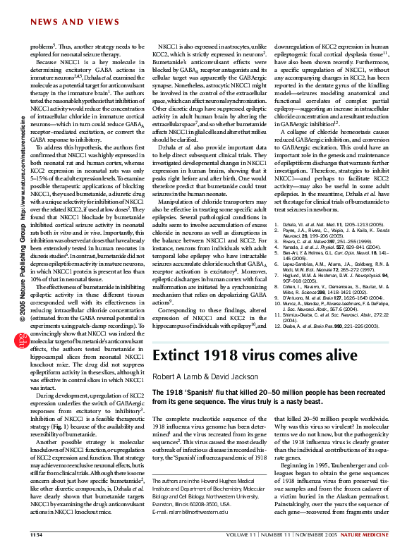 (PDF) Extinct 1918 virus comes alive