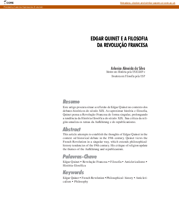 (PDF) Edgar Quinet e a filosofia da Revolução Francesa