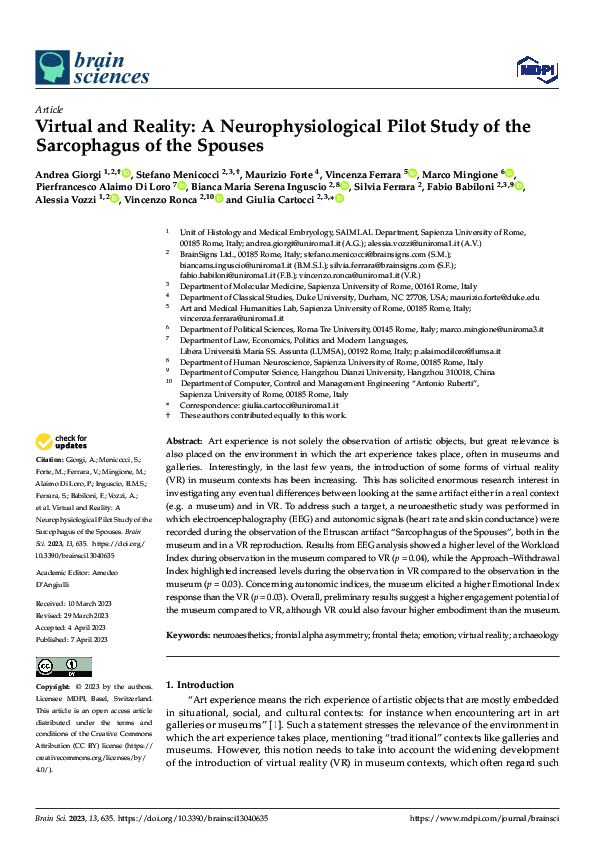 (PDF) Virtual and Reality: A Neurophysiological Pilot Study of the ...