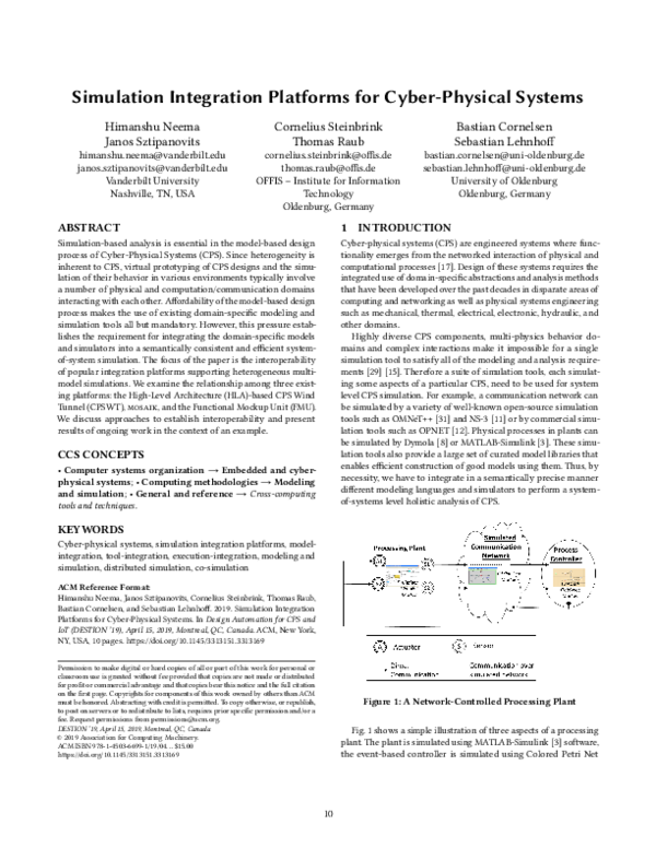 (PDF) Simulation integration platforms for cyber-physical systems