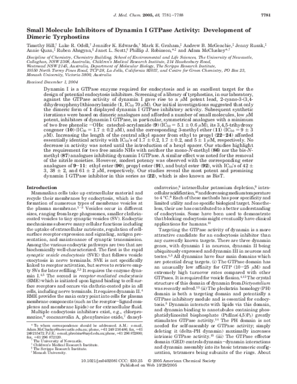 (PDF) Small Molecule Inhibitors of Dynamin I GTPase Activity ...