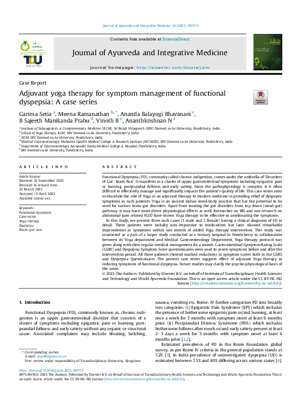 (PDF) Adjuvant yoga therapy for symptom management of functional ...
