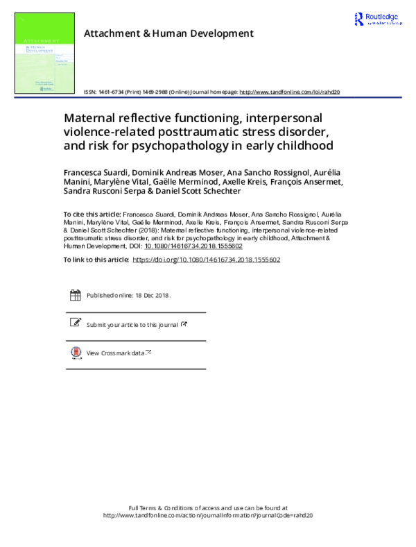 (PDF) Maternal reflective functioning, interpersonal violence-related ...