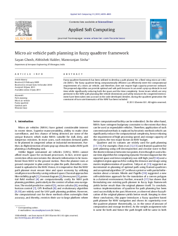 (PDF) Micro air vehicle path planning in fuzzy quadtree framework