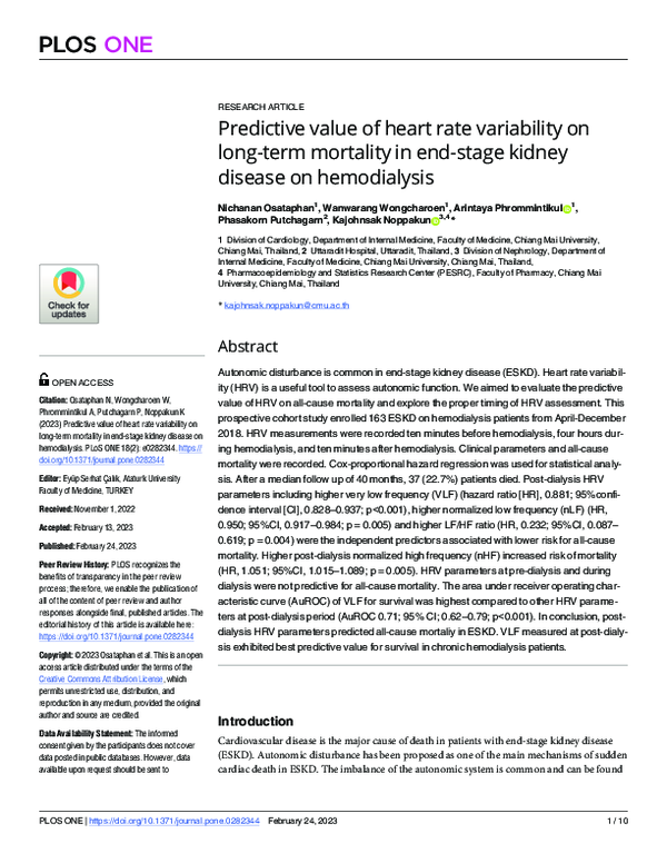 (PDF) Predictive value of heart rate variability on long-term mortality ...
