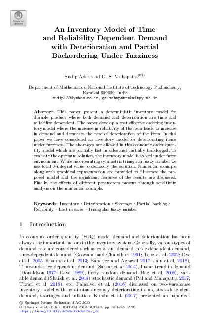 (PDF) An Inventory Model of Time and Reliability Dependent Demand with ...