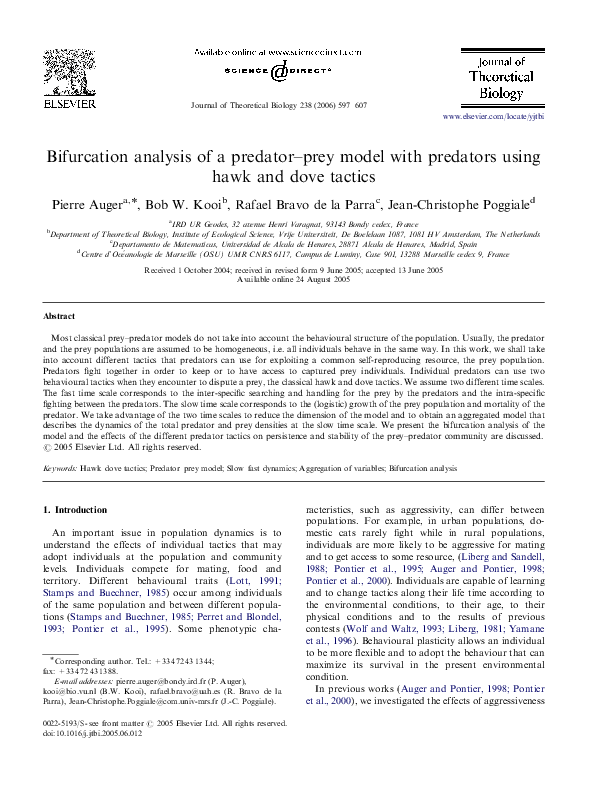 (PDF) Bifurcation analysis of a predator–prey model with predators ...