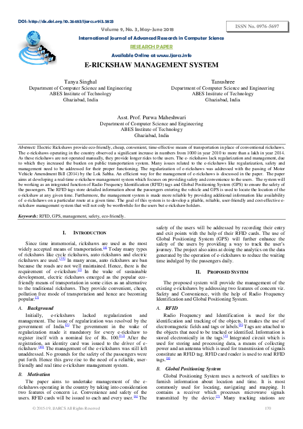 (PDF) E-Rickshaw Management System