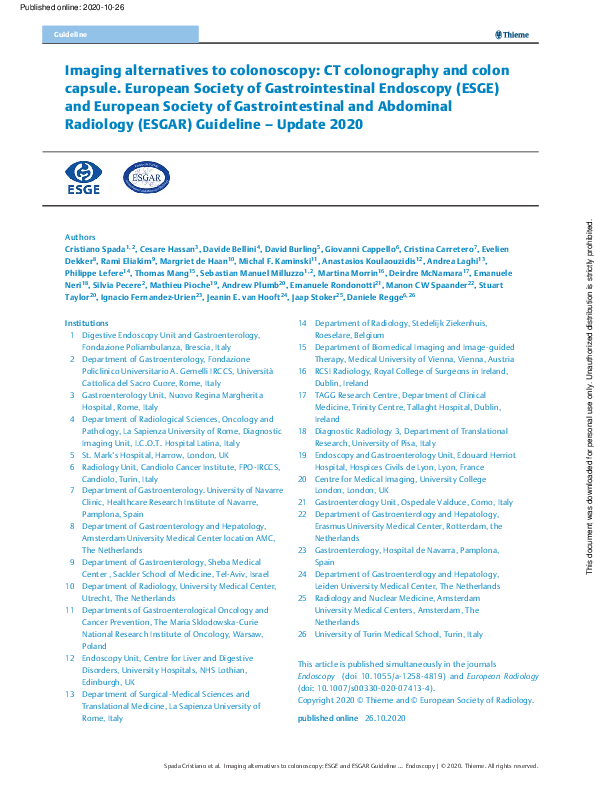 (PDF) Imaging alternatives to colonoscopy CT colonography and colon