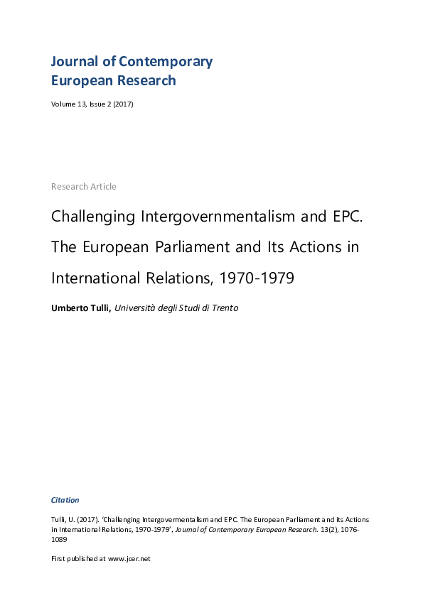 (PDF) The European Parliament and the European Political Cooperation ...