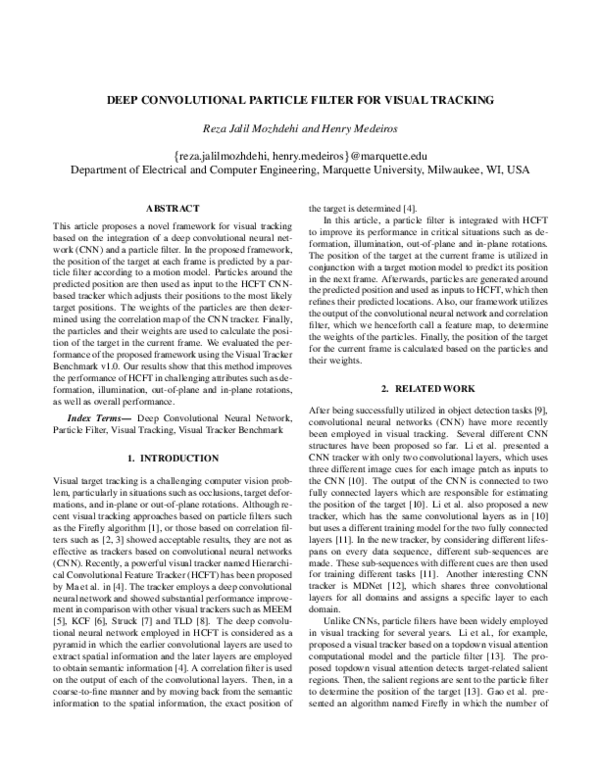 (PDF) Deep convolutional particle filter for visual tracking