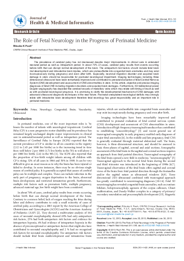 (PDF) The Role of Fetal Neurology in the Progress of Perinatal Medicine