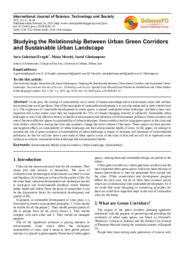 (PDF) Studying the Relationship Between Urban Green Corridors and ...