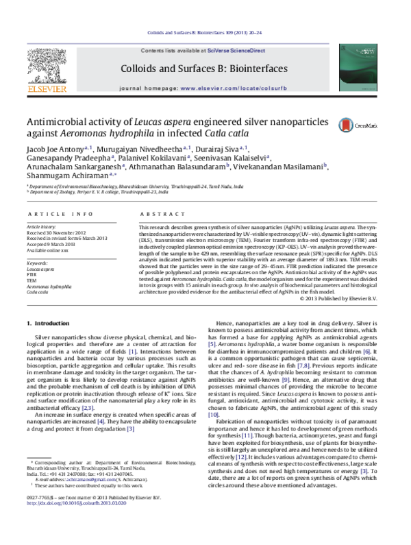 (PDF) Antimicrobial activity of Leucas aspera engineered silver ...