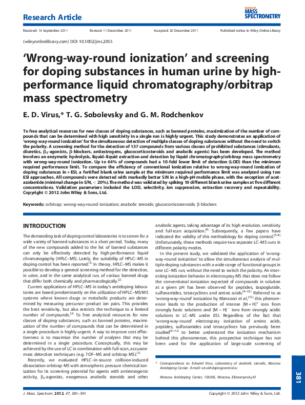 (PDF) ‘Wrong-way-round ionization’ and screening for doping substances ...
