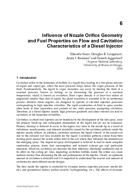 (PDF) Influence of Nozzle Orifice Geometry and Fuel Properties on Flow ...