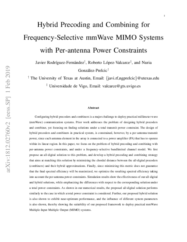 (PDF) Hybrid precoding and combining for frequency-selective mmWave ...