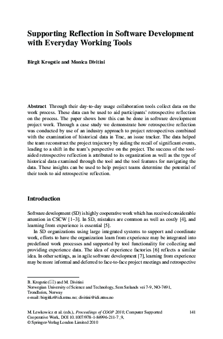 (PDF) Supporting Reflection in Software Development with Everyday ...