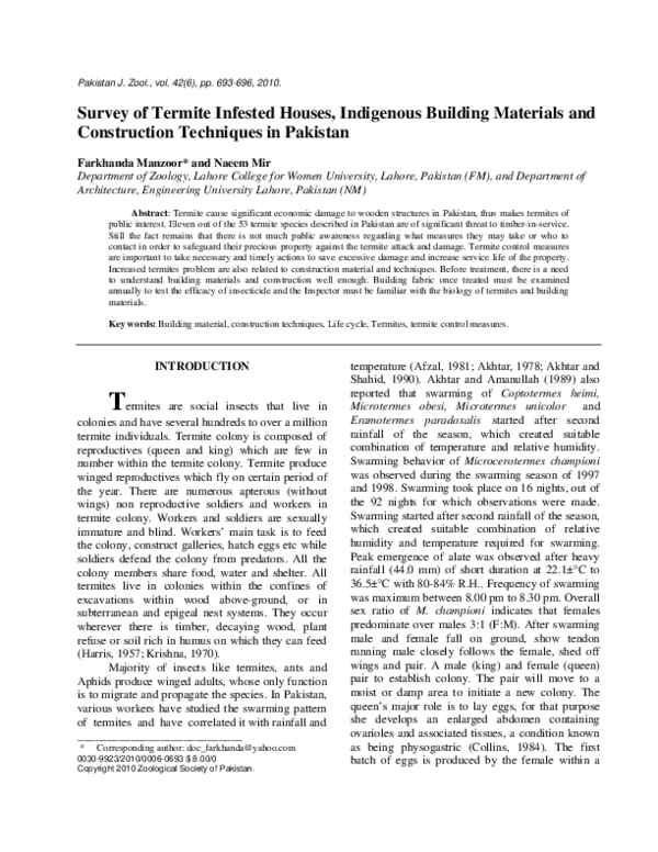 (PDF) Survey of Termite Infested Houses, Indigenous Building Materials ...