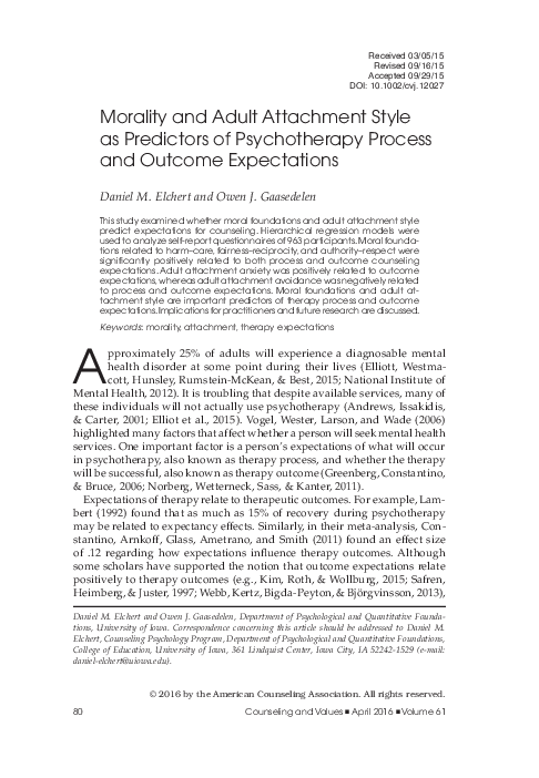 (PDF) Morality and Adult Attachment Style as Predictors of ...