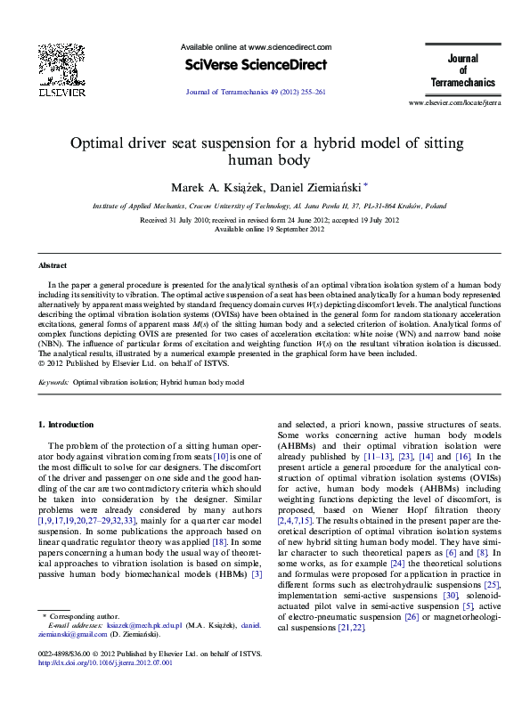 (PDF) Optimal driver seat suspension for a hybrid model of sitting ...