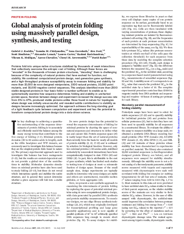 (PDF) Global analysis of protein folding using massively parallel ...