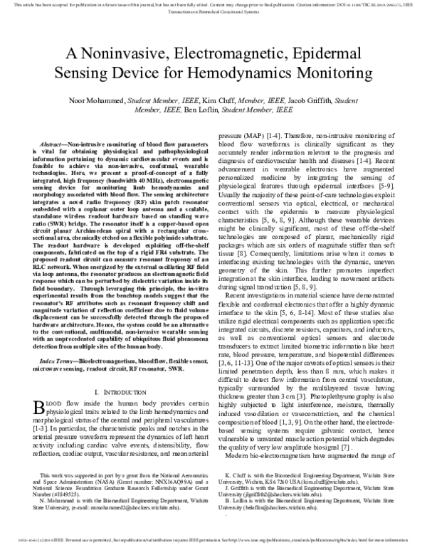 (PDF) A Noninvasive, Electromagnetic, Epidermal Sensing Device for ...
