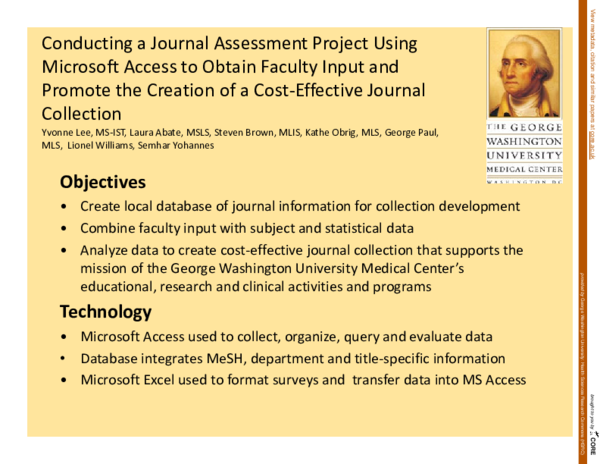 (PDF) Conducting a Journal Assessment Project Using Microsoft Access to ...