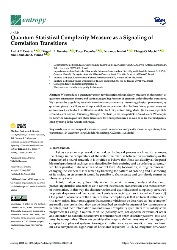 (PDF) Quantum Statistical Complexity Measure as a Signaling of ...