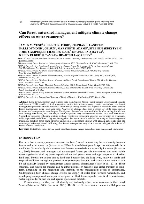 (PDF) Can forest watershed management mitigate climate change effects ...