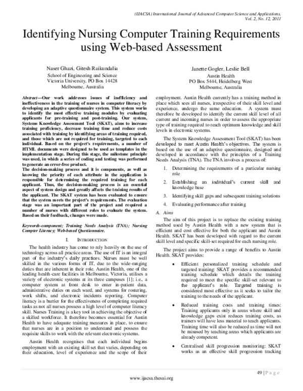 (PDF) Identifying Nursing Computer Training Requirements using Web ...