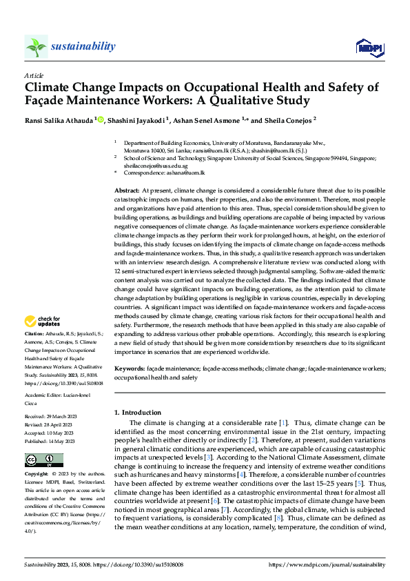 (PDF) Climate Change Impacts on Occupational Health and Safety of ...