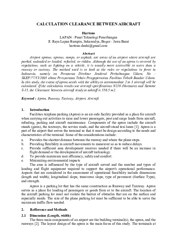 (PDF) CALCULATION CLEARANCE BETWEEN AIRCRAFT
