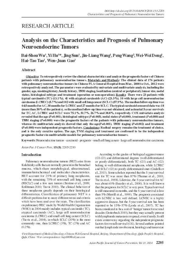 (PDF) Analysis on the Characteristics and Prognosis of Pulmonary ...