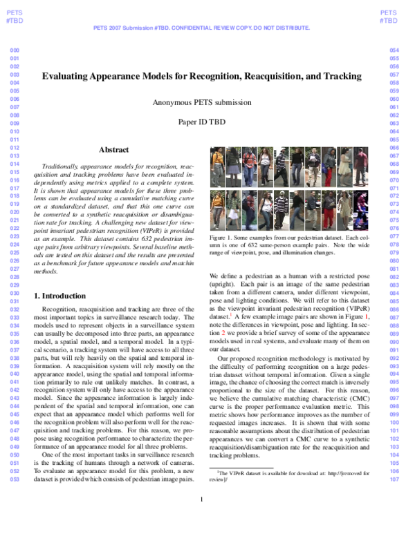 (PDF) Evaluating appearance models for recognition, reacquisition, and