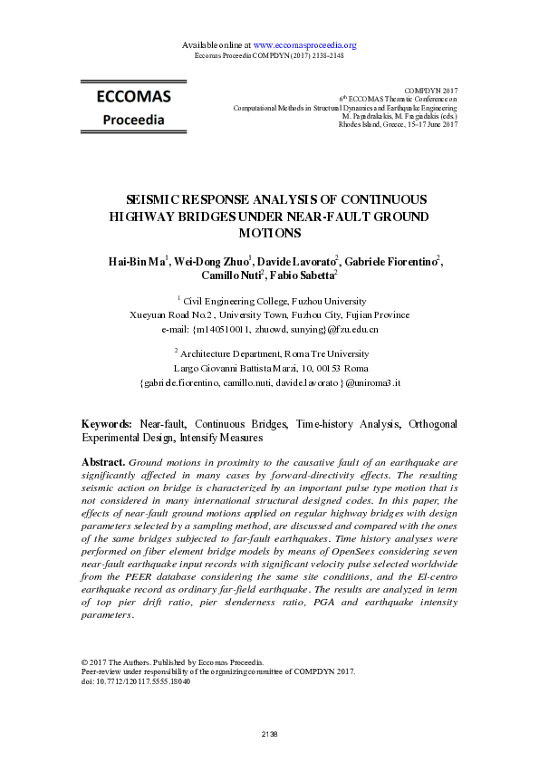 (PDF) Seismic Response Analysis of Continuous Highway Bridges Under ...