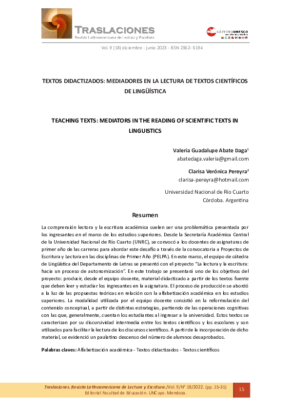 (PDF) Textos didactizados: mediadores en la lectura de textos ...