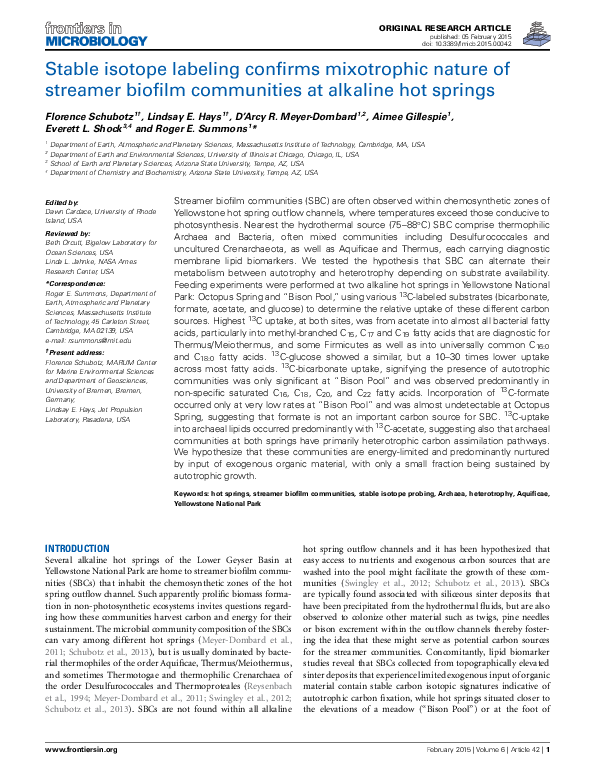 (PDF) Stable isotope labeling confirms mixotrophic nature of streamer ...