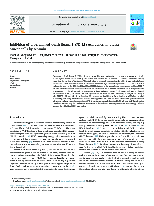 (PDF) Inhibition of programmed death ligand 1 (PD-L1) expression in ...