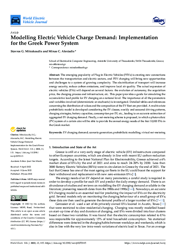 (PDF) Modelling Electric Vehicle Charge Demand Implementation for the