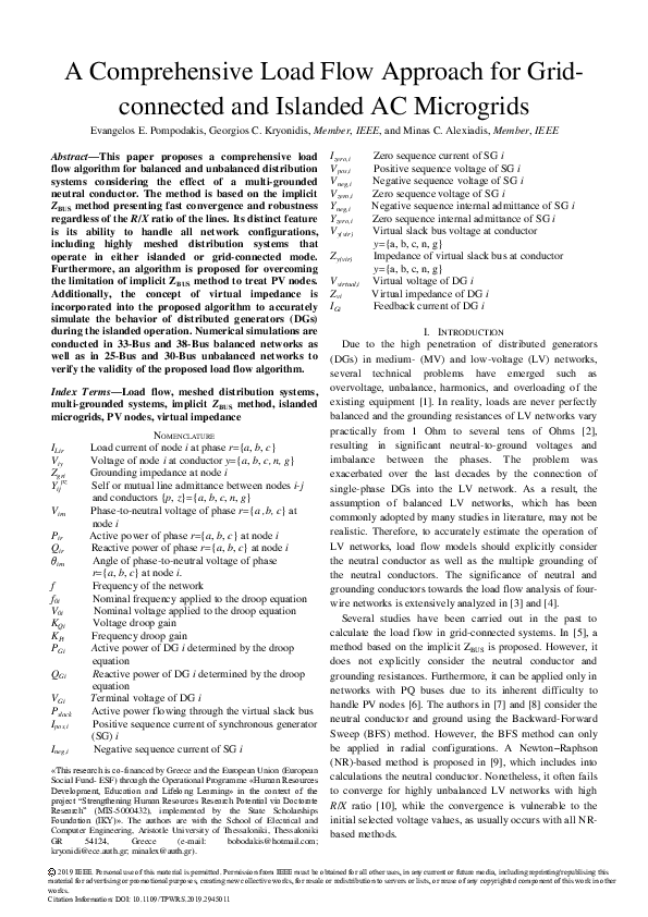 (PDF) A Comprehensive Load Flow Approach for Grid-Connected and ...
