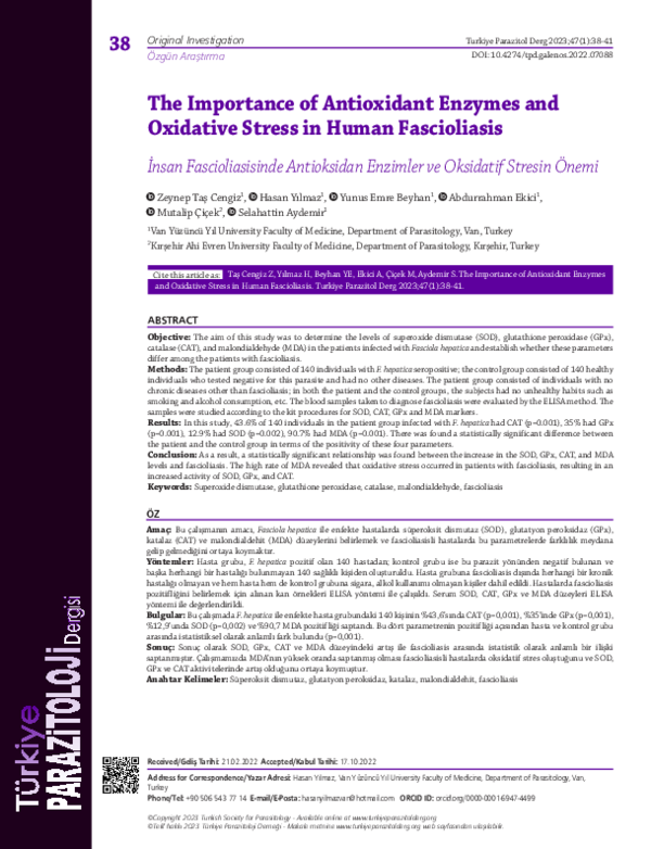 (PDF) The Importance of Antioxidant Enzymes and Oxidative Stress in ...