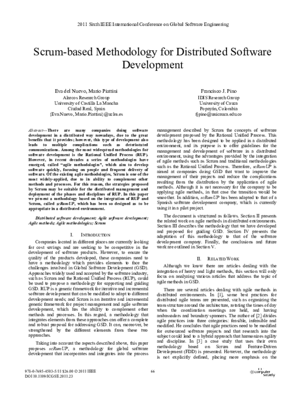(PDF) Scrum-based Methodology for Distributed Software Development