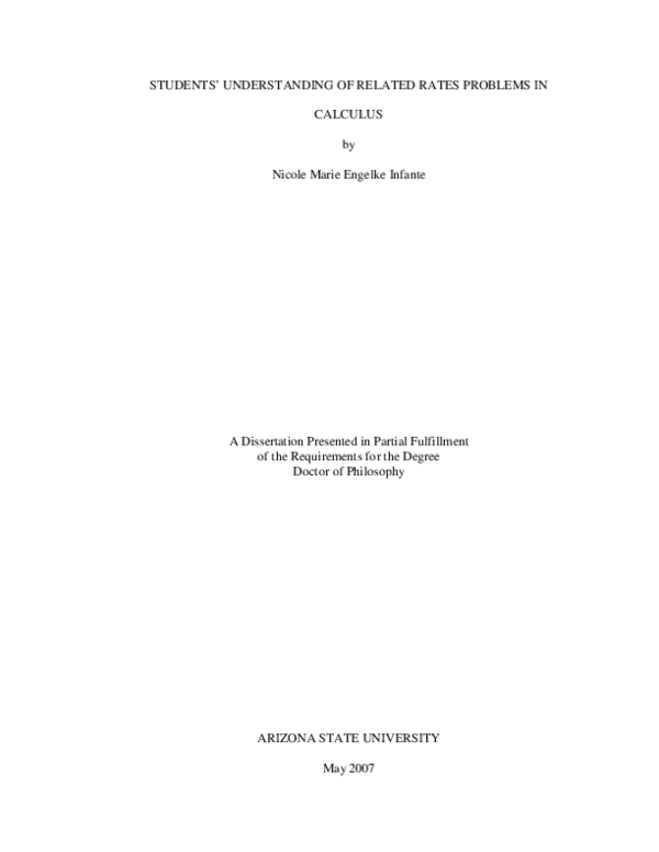 (PDF) Students' understanding of related rates problems in calculus